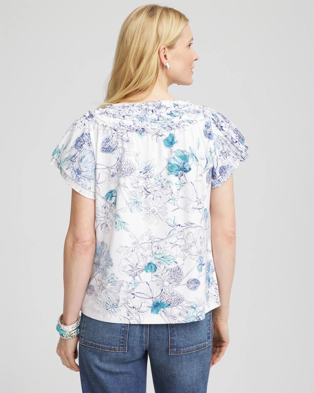 Touch of Cool™ Floral Flutter Sleeve Tee | Chico's